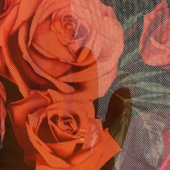 Sheer top black with pink roses NWOT - Picture 7 of 9